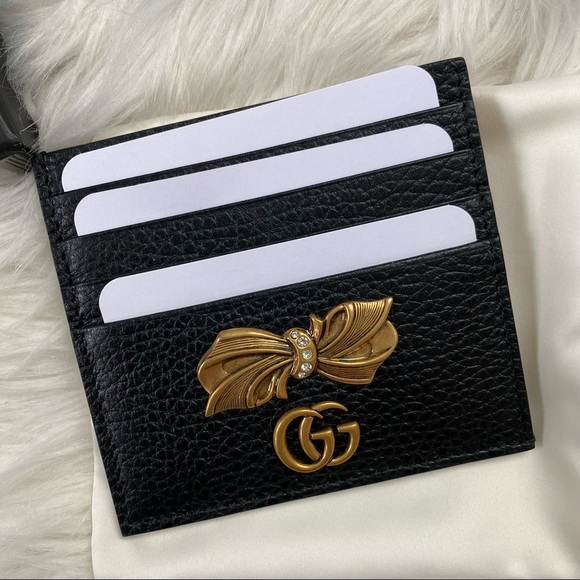 NEW GUCCI Leather Card Case With Bow - Picture 7 of 9